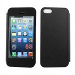 Wholesale iPhone 5 / 5S Slim Touch Screen Flip Leather Case (Black)